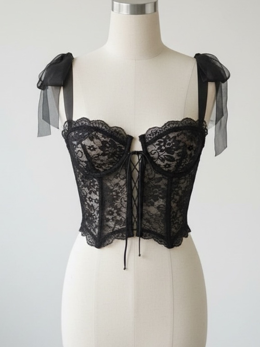Black Lace Floral Corset Top New - Picture 2 of 12